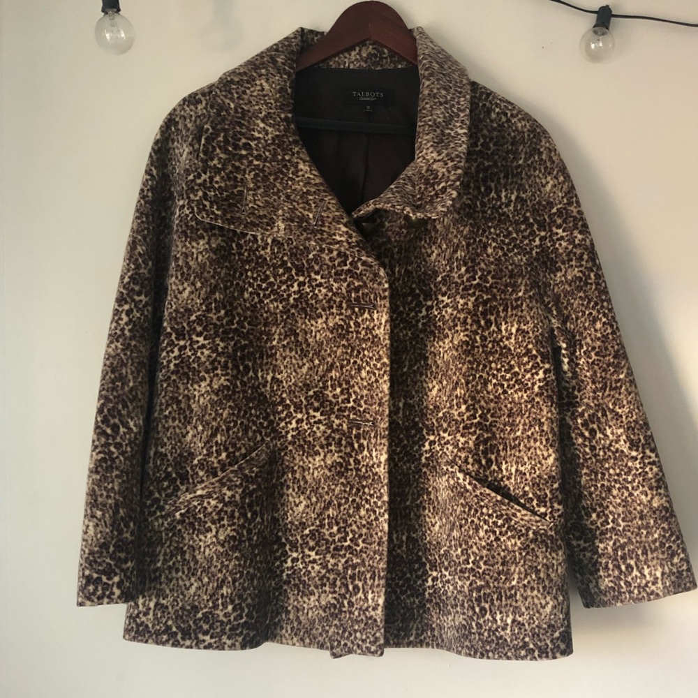 Talbots Leopard Print Shawl Collar Coat